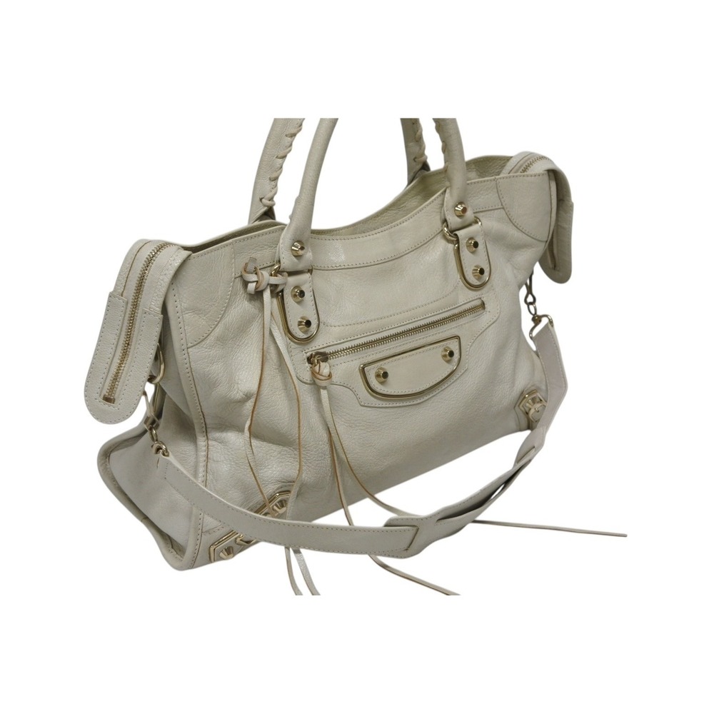BALENCIAGA THE CITY Bag White Leather - Picture 4 of 10